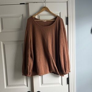 Pleione Warm Tan Crew Neck Sweater